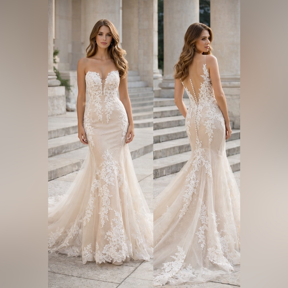 Ines Di Santo Elisavet Couture Wedding Gown Strapless Lace $6,600 Never Altered
